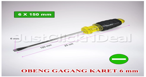 Obeng Listrik Tekiro - 101 gagang karet 6 x 150mm cushion grip original