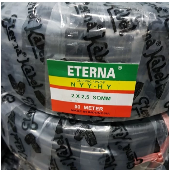 Kabel Eterna  NYYHY HITAM  2 x 2,5 @ 50M  / NYMHY PUTIH 2X2,5MM @ 50M